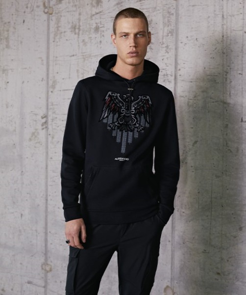 Jet Black Alessandro Zavetti - Aztec Stripe 2.0 Overhead Hoodie