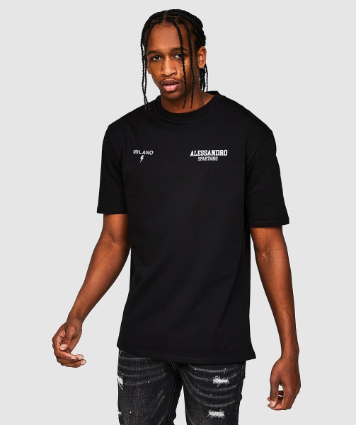 Alessandro Zavetti - Jet Black Challenger Spartans Relaxed T-Shirt