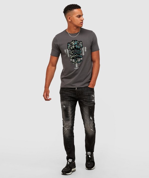 Alessandro Zavetti - Magnet Grey Aztec Stripes Venom T-Shirt