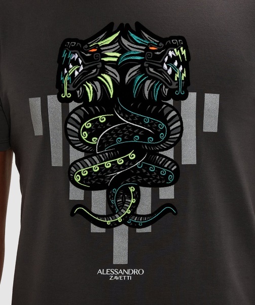 Alessandro Zavetti - Magnet Grey Aztec Stripes Venom T-Shirt