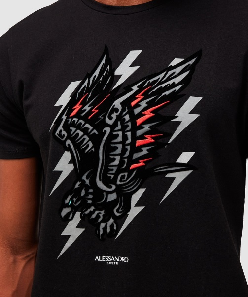 Aztec Bolt Eagle T-Shirt Jet Black - Alessandro Zavetti