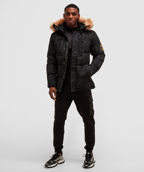 Jet Black Oshawa 2.0 Reflective Puffer Parka Jacket - Alessandro Zavetti