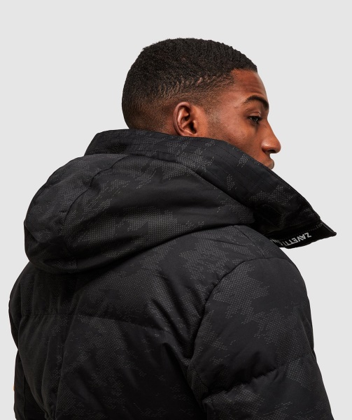 Jet Black Oshawa 2.0 Reflective Puffer Parka Jacket - Alessandro Zavetti