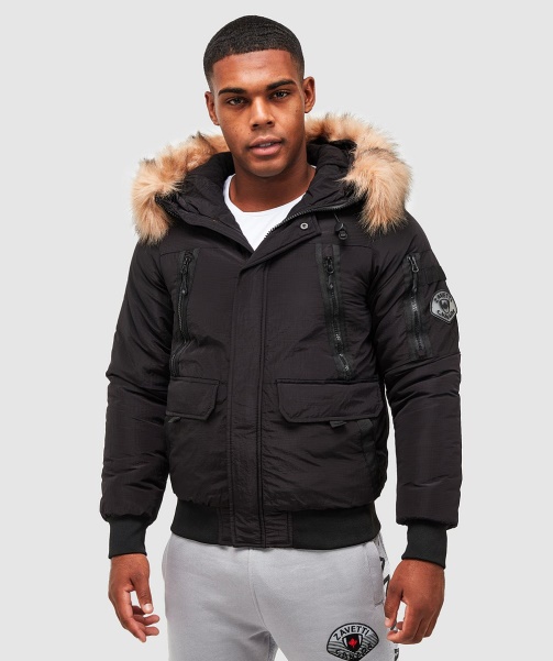 Black Carrick Puffer Bomber Jacket - Alessandro Zavetti